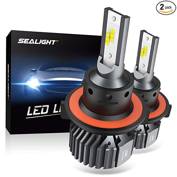 SEALIGHT H13 9008 LED Headlight Bulbs Fanless 6000K White High Low Beam CSP Chips Halogen Headlight Replacement 30W 5000Lumens