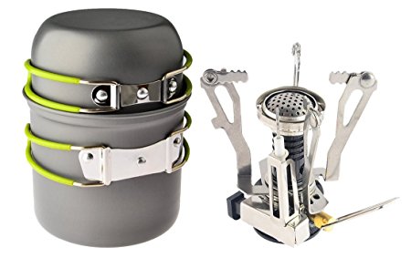 Biowow Camping Hiking Stove and Camping Pot Backpacking Cookware Set