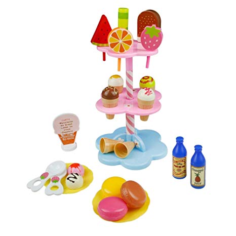 yoptote Role Play Toy DIY Desserts Toy Ice Cream Cone Set Pretend Play Set Food Toys House Toys for Children Girls Aged 3 and Up (22 PCS)