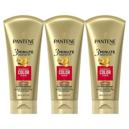 Pantene, Conditioner, Pro-V Radiant Color Shine, 3 Minute Miracle For Color Treated Hair, 6 fl oz, Triple Pack