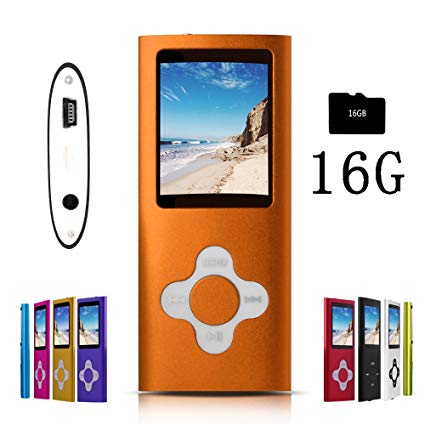 G.G.Martinsen Orange Stylish MP3/MP4 Player with a 16GB Micro SD Card, Support Photo Viewer, Mini USB Port 1.8 LCD, Digital Music Player, Media Player, MP3 Player, MP4 Player