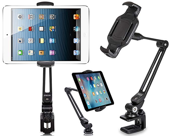 EverywhereFocus Tablet Stand Clamp Mount for Desk, Adjustable Tablet Mount Holder for iPad Pro 12.9/10.5 Air Mini iPhone, Samsung Galaxy Tab, Nintendo Switch, Surface Pro, Kindle Fire (6-13 inch)