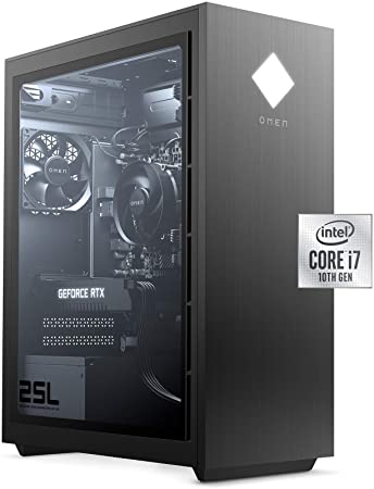 OMEN 25L Gaming Desktop PC, NVIDIA GeForce RTX 2060, Intel Core i7-10700F, HyperX 16 GB DDR4 RAM, 1 TB HDD & 512 GB PCIe NVMe SSD, Windows 10 Home, VR Ready, RGB Lighting (GT12-0060, 2020 Model)