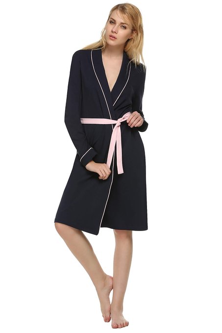 Ekouaer Womens Bathrobe-Viscose Lightweight Knit Short Spa Bath Robe S-2XL