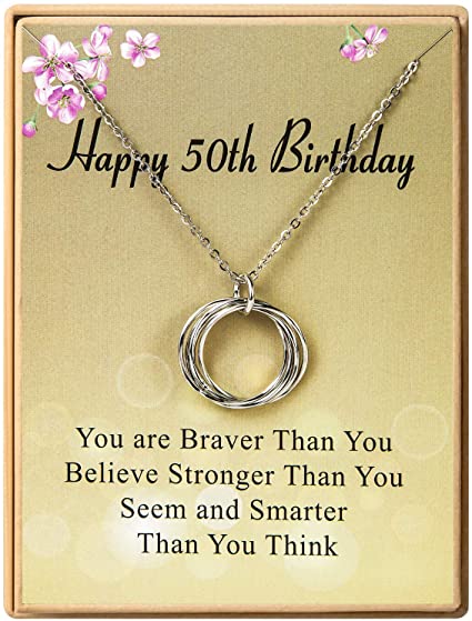 Happy Birthday Gifts Necklace Circles Pendant Necklace Birthday Gift for Women Girls 21st 30th 40th 50th 60th 70th 80th