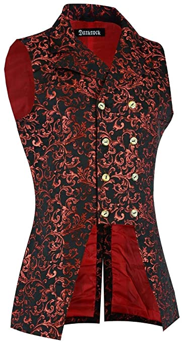 Men's Double Breasted Governor Vest Waistcoat VTG Brocade Gothic Steampunk