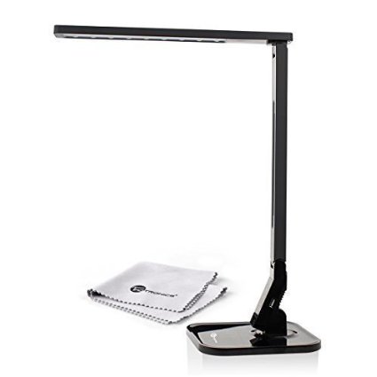 TaoTronics Elune Touch Control 5-Level Dimmable LED Desk Lamp 4 Lighting Modes 1-Hour Auto Timer 5V1A USB Port Foldable Lamp - Black