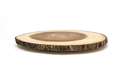 Lipper International 1066 Acacia Lazy Susan Large Slab with Bark Rim, Brown