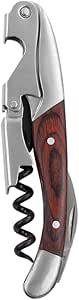 Twine Country Home Double Hinged Wood Corkscrew, Rosewood Inlay Wine Key, Bar Tool, Wine Opener, 4.75"