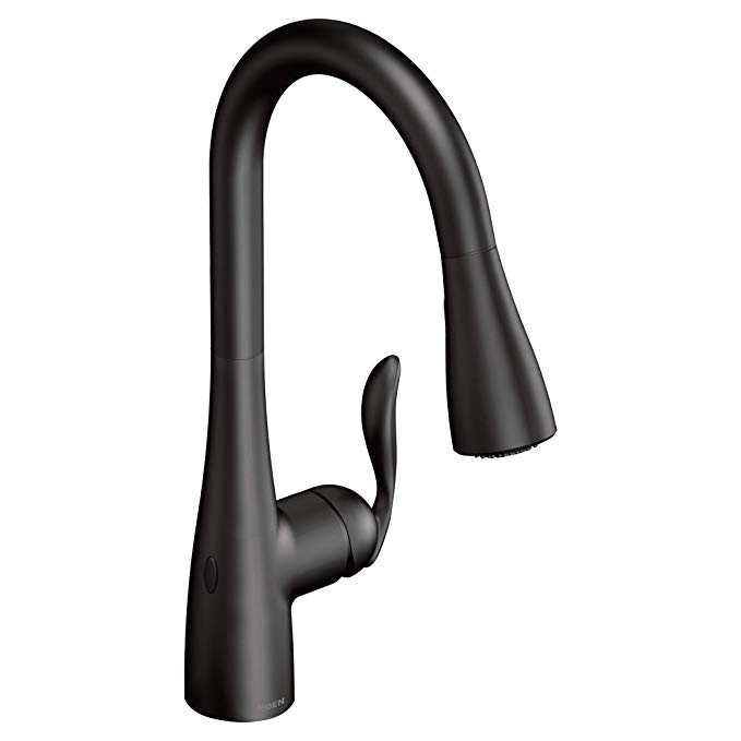 Moen 7594EWBL Arbor Motionsense Wave Sensor Touchless One-Handle High Arc Pulldown Kitchen Faucet Featuring Reflex, Matte Black