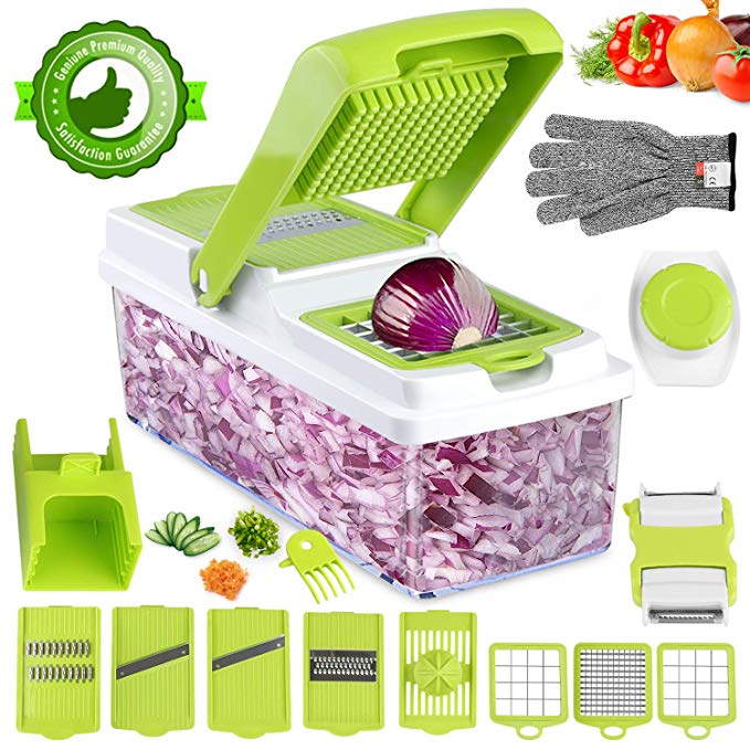 Vegetable Chopper, ONSON Food Chopper Cutter Onion Slicer Dicer, 10 in 1 Veggie Slicer Manual Mandoline for Carrot, Garlic, Cabbage, Tomato, Potato, Fruit, Salad