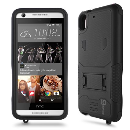HTC Desire 626s Case, CoverON® [DuraShield Series] Drop Proof Phone Cover Stand Hybrid Rugged Case For HTC Desire 626 / 626s - Black