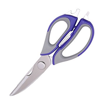 Multi-Use Kitchen Shears, adier-life 7-In-1 Multi-Purpose Premium Kitchen Utensils for Cutting, Slicing, Bottle Opening and Peeling (Purple)