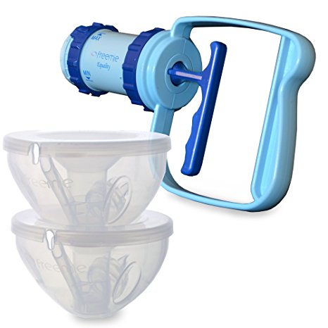 Freemie Equality Double Manual Concealable Breast Pump, Blue and Clear, 25/28mm Funnels