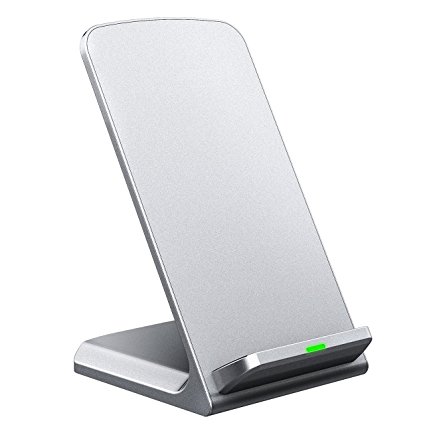 Turbot Wireless Charger,3-Coils Qi Wireless Charging Stand for All QI-Enabled Devices-Silver