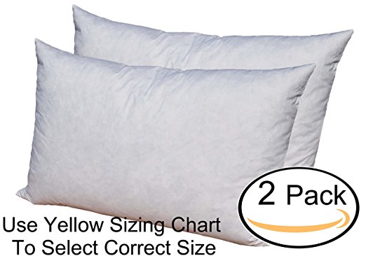 Pillowflex 95% Feather by 5% Down Pillow Form Insert Stuffers for throw sham covers and cushions (Set of 2 20 Inch by 36 Inch)