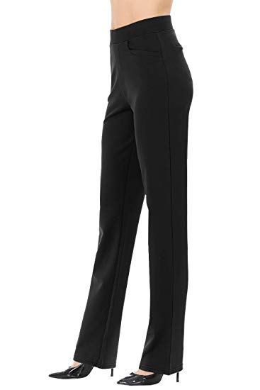 VIV Collection Women's Straight Fit Trouser Pull-On Work Pants Wrinkle-Free | 4 Styles Long/Capri/Ankle