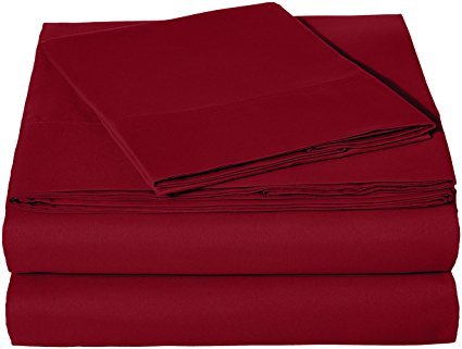 AmazonBasics Microfiber Sheet Set - Twin Extra-Long, Burgundy