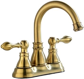 Derengge F-4501-CS Two Handle Bathroom Sink Faucet with Pop up Drain,Meets cUPC NSF 61-9 AB1953,Brushed Gold