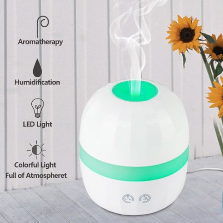 Ultrasonic Oil Diffuser Cute Portable Mini Aromatherapy Essential Humidifier Aroma Oil Diffuser Cool Mist Humidifier with Smoothing Color LED Lights Changing and Waterless Auto Shut-offTouch Sensor