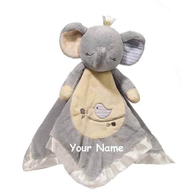 Personalized Elephant Baby Snuggle Blanket Gift- 13 Inches