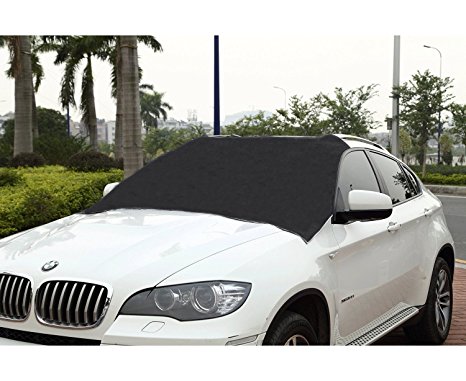 Cutequeen Trading Black Waterproof Polyester Car Snow Cover with Storage Pouch 55" X 72" with 12" Side Flaps(pack of 1)