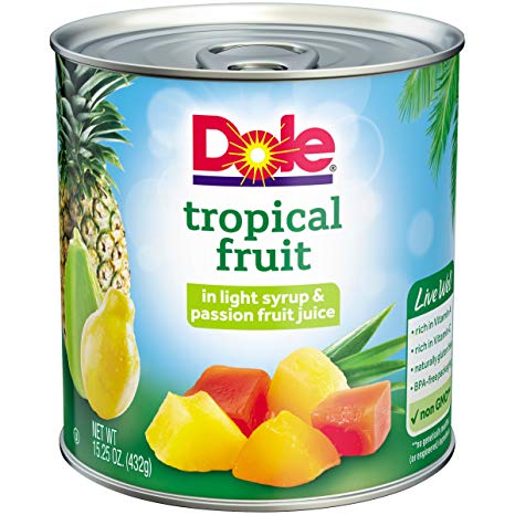 DOLE Mixed Tropical Fruit in Light Syrup & Passion Fruit Juice, 15.25 Ounce Can