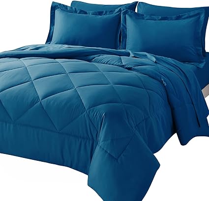 CozyLux Full Comforter Set with Sheets 7 Pieces Bed in a Bag Teal All Season Bedding Sets with Comforter, Pillow Shams, Flat Sheet, Fitted Sheet and Pillowcases