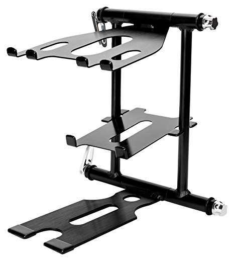 CRANE Stand Pro Centerstage Universal DJ Stand for Laptops, Tablets and Controllers with Faux-leather Carry Bag, Black