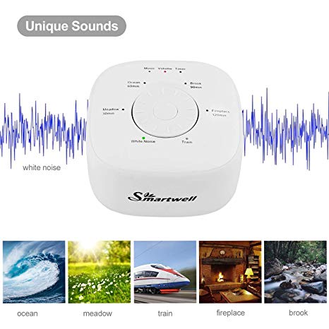 DOUDING White Noise Sound Machine, 6 Natural and Therapeutic Sounds for Sleeping & Relaxation, High Fidelity Sleep Sound Machine with Sleep Timer - Suitable Baby Kids Adults
