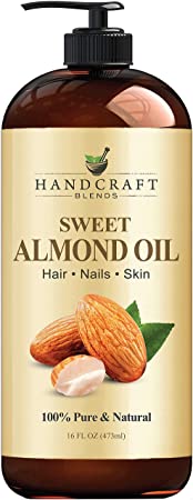 Handcraft Sweet Almond Oil - 100% Pure and Natural - Premium Therapeutic Grade Carrier Oil for Aromatherapy, Massage, Moisturizing Skin and Hair - 473 ml
