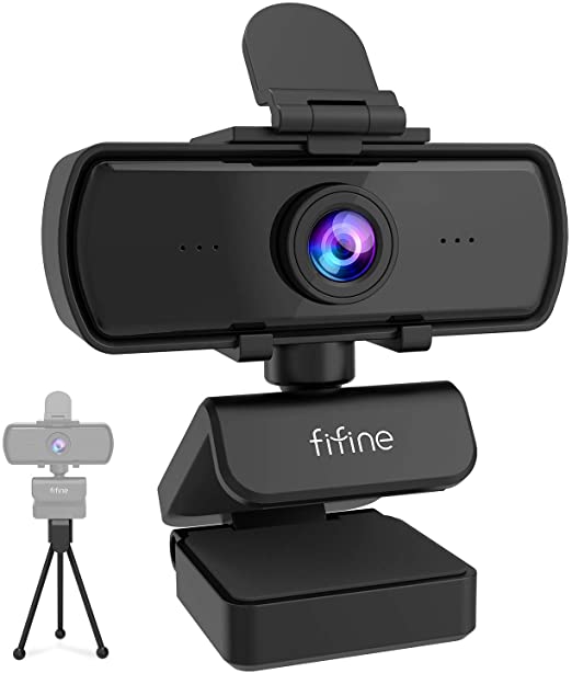 Fifine Webcam 1440P, 2K Computer Web Camera with Privacy Cover & Tripod for Laptop Desktop, Plug & Play 4MP HD USB PC Webcam with Built-in Dual Mic for Streaming Recording Video Calling-K420