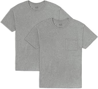 Fruit of the Loom mens Eversoft Cotton T-shirts (S-4xl) , Pocket - 2 Pack Grey Heather, XX-Large US