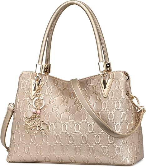 FOXER Purses Satchel Handbags for Women Shoulder Genuine Leather Chain Pattern Wallets Double Shoulder Strap Purse
