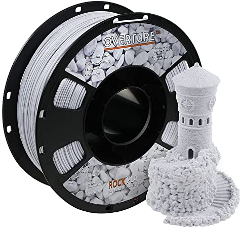 OVERTURE PLA Rock Filament 1.75mm, Rock PLA Roll 1kg Spool (2.2lbs), Dimensional Accuracy  /- 0.05 mm, Fit Most FDM Printer (Rock White)