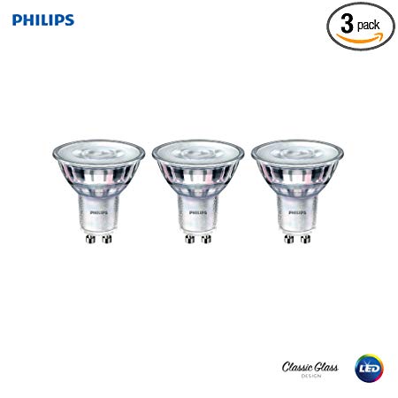 Philips LED GU10 Dimmable 35-Degree Spot Light Bulb: 400-Lumen, 3000-Kelvin, 6-Watt (50-Watt Equivalent), Bright White, 3-Pack (California Residents Only)