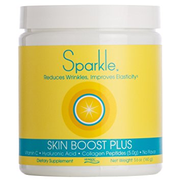 Sparkle Skin Boost Plus Verisol Collagen Peptides Protein Powder Vitamin C No Flavor Supplement Drink, 5.6oz