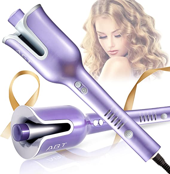 Auto Hair Curler,Automatic Curling Iron 1 inch Ceramic Barrel with 5 Adjustable Temp up to 450℉& Anti-Stuck Left&Right Auto Rotating Hair Curling Wand for Styling, PU