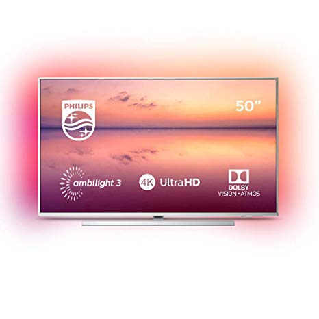 Philips 50PUS6814/12 50-inch 4K UHD Smart TV with Ambilight, HDR 10 , Dolby Vision, Dolby Atmos, Alexa Built-in - Silver (2019/2020 Model)