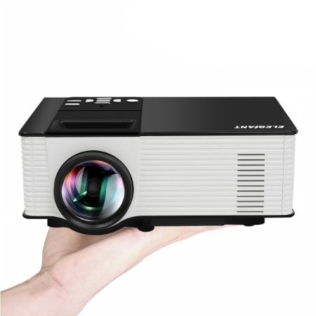 Portable Projector, ELEGIANT 1500LM LED Multimedia Projector, Built-in Speaker, Support 1080P HDMI/USB/SD/AV/VGA, Compatible with Home Cinema Theater TV Laptop Game SD iPad iPhone Android Smartphone