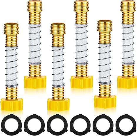 Flexible Hose Protector Hose Extension Adapter Garden Hose Extension Hose Coiled Spring Protector Water Filter with Coil Spring Reduce Hose Crimping and Straining at Faucet(Yellow,6 Pieces)