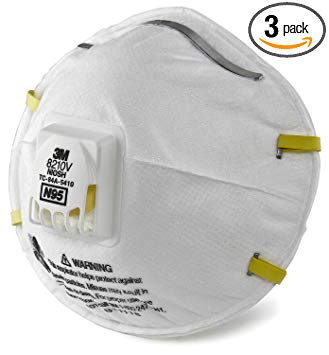 3M Particulate Respirator 8210V, N95 Respiratory Protection, 3 Single Respirators