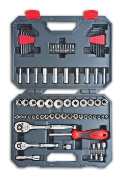 CTK84CMP Crescent 1/4-Inch and 3/8-Inch Drive 6 and 12 Point SAE/Metric Mechanics Tool Set, 84-Piece