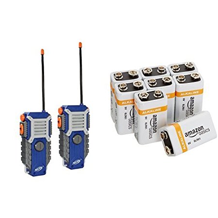 Nerf Walkie Talkies with Amazon Basics 9V Batteries Bundle