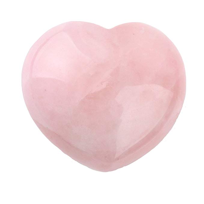 Shanxing Natural Rose Quartz Crystal Puff Heart Worry Healing Stone Palm Chakra Reiki 1.7"