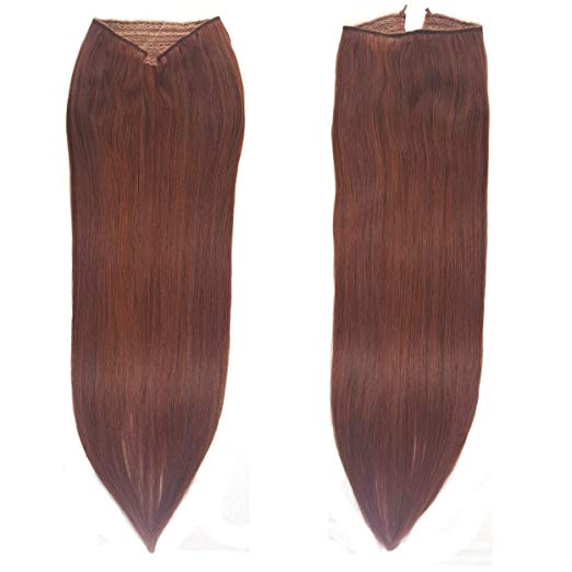 Fits like a Halo Hair Extensions 20"-22" (#33) - No Clips, No glue, No Damage! It's so EASY! 100% Remy Premium Couture Grade AAAAA Human Hair! (Dark Auburn - 20" #33)