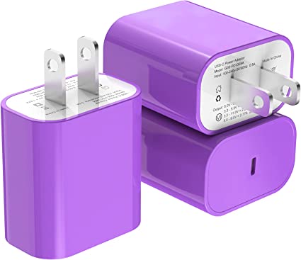[Apple MFi Certified] iPhone Fast Charger 3Pack, iGENJUN 20W USB C Charger Wall Charger Block with PD 3.0, Compact USB C Power Adapter for iPhone 14/14 Pro/13/13 Pro, Galaxy, Pixel, AirPods Pro-Purple