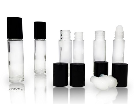 Roller bottles by Healiefs tm: high quality roll on bottles 9 milliliter sets of 6, clear, black cap. Advanced cap bottles stay dry. See our 5 Star Reviews. Enjoy a better roller bottle now
