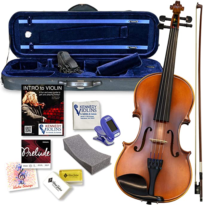 Bunnel Premier Violin Clearance Outfit 1/8 Size - Carrying Case and Accessories Included - Highest Quality Solid Maple Wood and Ebony Fittings By Kennedy Violins