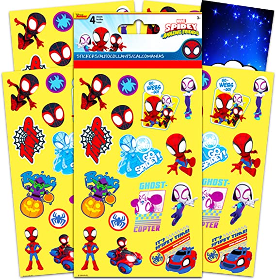 Marvel Spidey and His Amazing Friends Stickers - 60 Spiderman Stickers Featuring Peter Parker, Miles Morales, and Gwen Stacy (Spiderman Party Supplies)